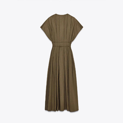 Summer women's solid color waist dress temperament commuter slim dress
