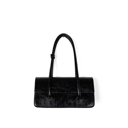 Design oil wax leather shoulder armpit bag, stylish tote bag, top handle purse for women