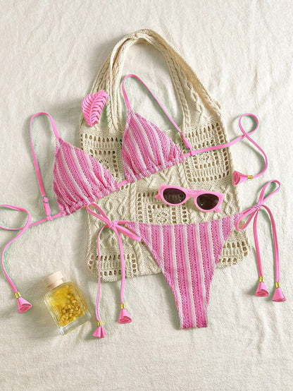 Bikini Set Special Multi color Double Strap Swimsuit Women's Bathing Suit