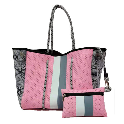 Neoprene Perforated Tote Set – Mother-Child Beach Bag, Water-Resistant Gym & Swim Duffle
