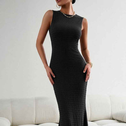 Sleeveless Tights Fashion Elegant Women's Slim Fit Women's Sleeveless Pleated Maxi Dress