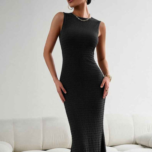 Sleeveless Tights Fashion Elegant Women's Slim Fit Women's Sleeveless Pleated Maxi Dress