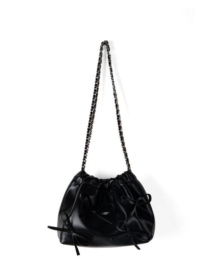 Commuter versatile chain bag, bow soft leather crossbody bag women, spring fashion shoulder crossbody bag