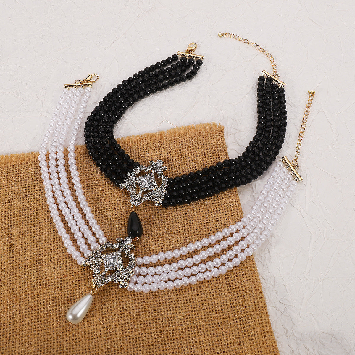 Imitation Pearl Chain Beaded Necklace Vintage Handmade