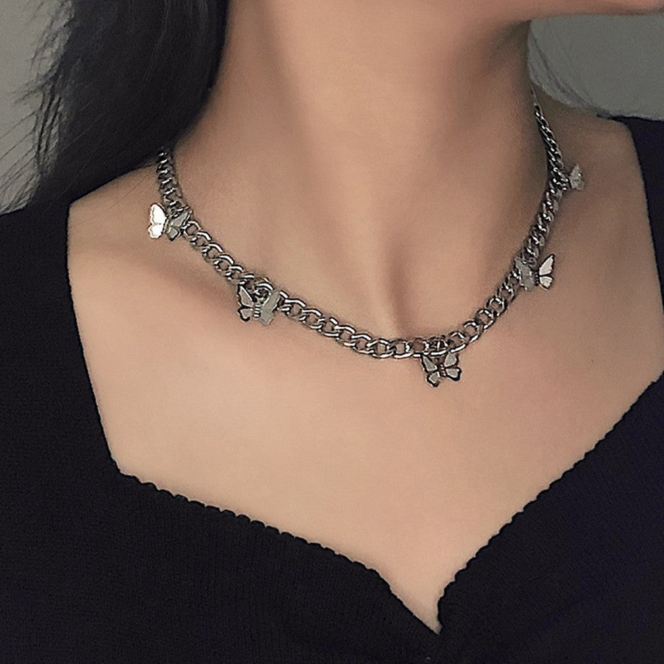 Alloy Metal Jewelry Butterfly Necklace