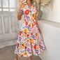 Spring Summer Casual Bohemian Vacation High Waist Geometric Contrast Dress Sub Women's Clothing