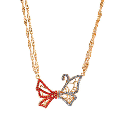 Butterfly Necklace & Bracelet Best Friend BFF Color Zircon Asymmetric Magnetic Jewelry