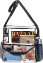 PVC transparent messenger bag, adjustable for travel sports events music venue, transparent shoulder bag large with compartments hobo