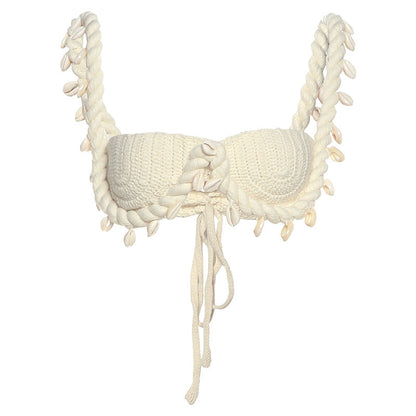 Wind summer fashion creative street sexy babes sleeveless navel knitted skirt set