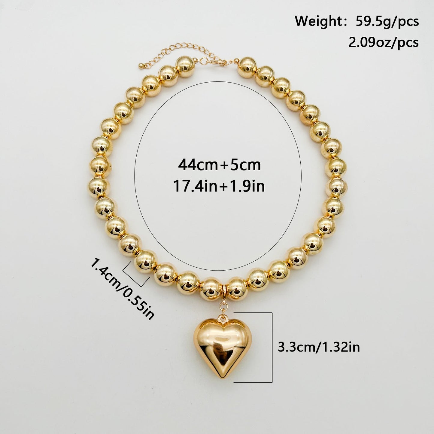Chunky Heart Shape Exaggerated Big Beads Choker Necklace