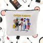Linen printed cosmetic bag, cosmetic lipstick storage bag, small simple zipper evening clutch bag,