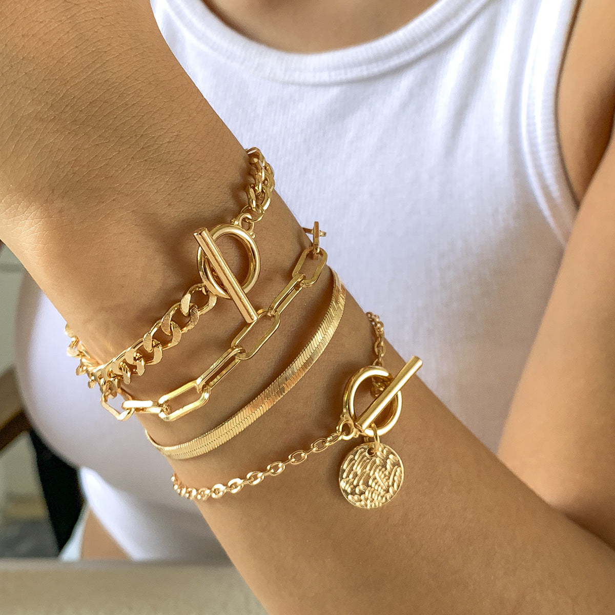 Multi-Layer Chunky Chain Bracelet Set