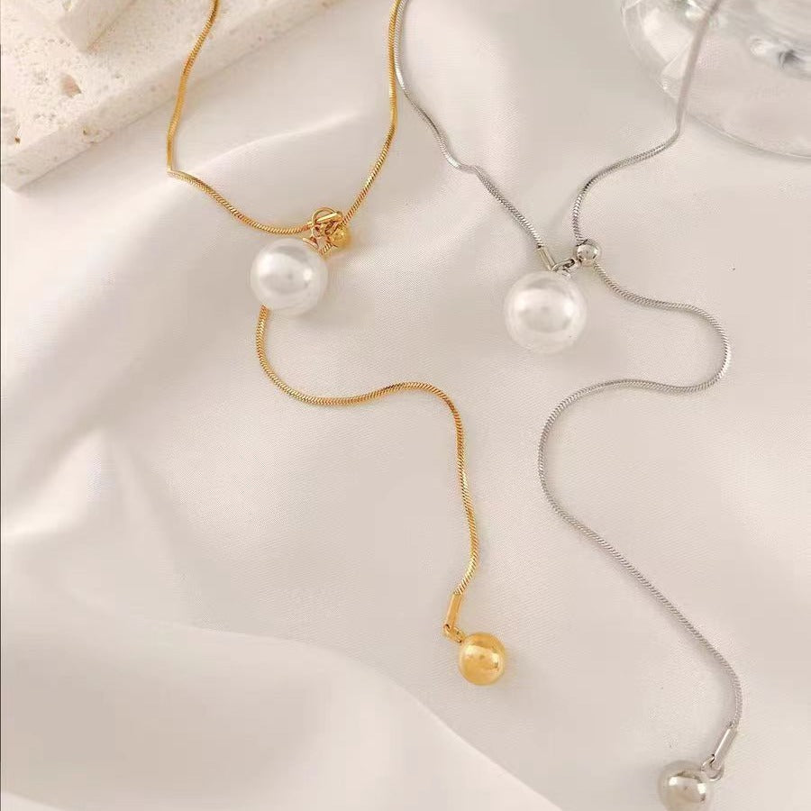 Fashion Pearl Beaded Necklace Sweater Chain Choker