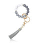 PU Tassel Keychain Women's Bag charm Silicone Beaded Keychain Wristlet Key Ring Bracelet Cute Car Key Chain Holder for Women Girls