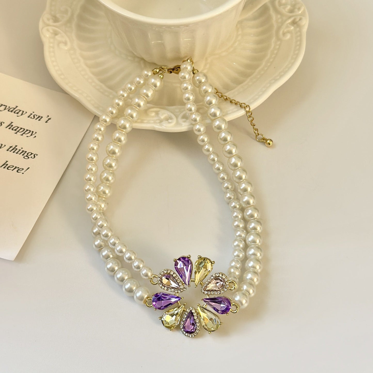 Women Wedding Party Sweet Colorful Crystal Flower Necklace