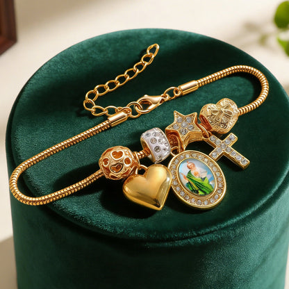 DIY Beaded Bracelet Multi-Element Copper Alloy Rhinestone Heart Cross Bracelet
