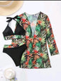 Women's 3 Piece Swimsuit Set High Waist Bikini Sexy Split Bathing Suit