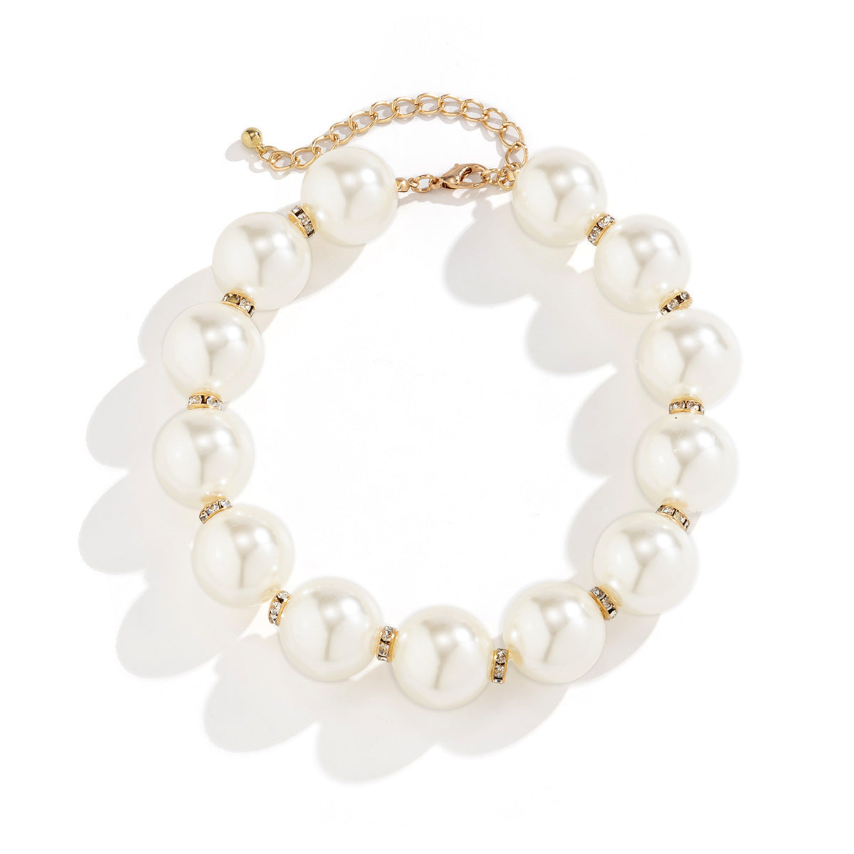 Bridal Statement Necklace Jewelry Big Pearl Rhinestone Choker