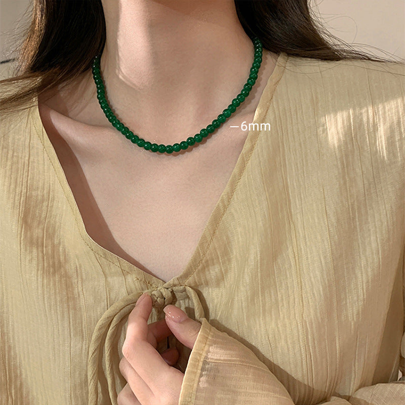 Green Glass Beads Necklace