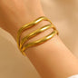 Exaggerated Vintage Stainless Steel Multi-Layer Wavy Ring & Bangle Set Party Banquet