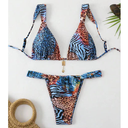 Sexy Bikini Print Strappy High end Sultry Swimsuit for Women
