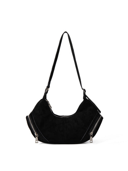 Large capacity suede shoulder bag, slouch bag, vintage casual bag hobo