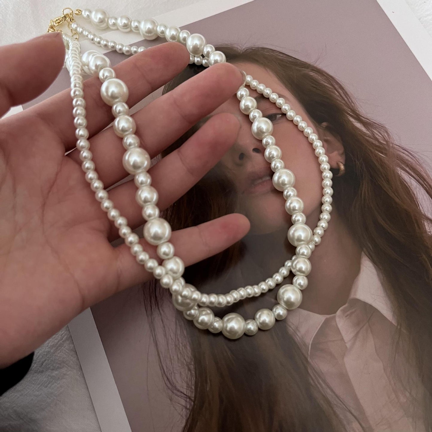 Retro Twisted Link Pearl Choker Dainty Vintage Necklace