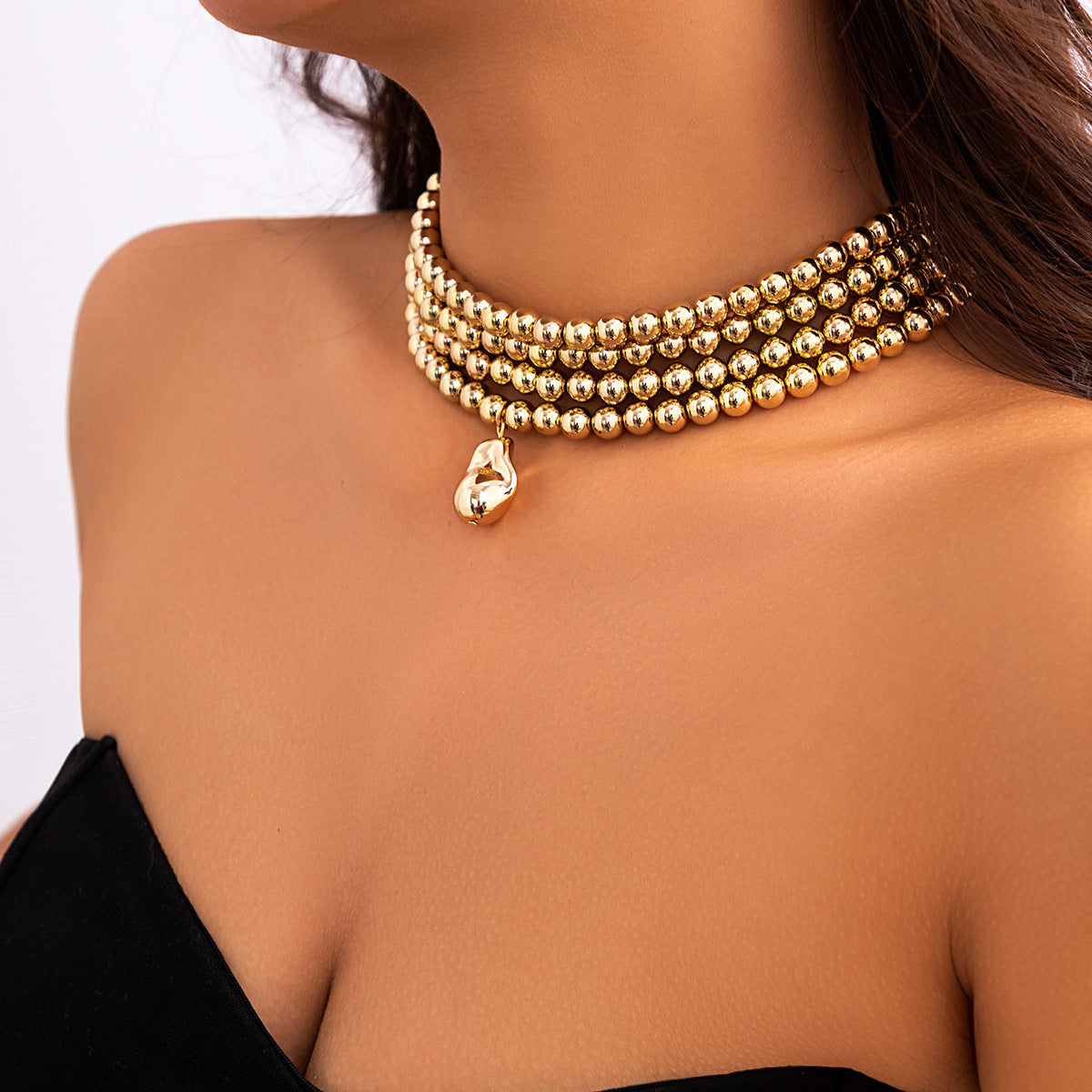 Boho Multilayer Chunky Beads Layered Choker Necklaces