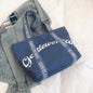 Large Canvas Tote – Women’s Casual Letter Print Shoulder Bag, Everyday Versatile Shopper