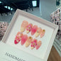 Pink Press on NailsHandcrafted Floral Press on Nails Spice Girl High-end 3D Carving