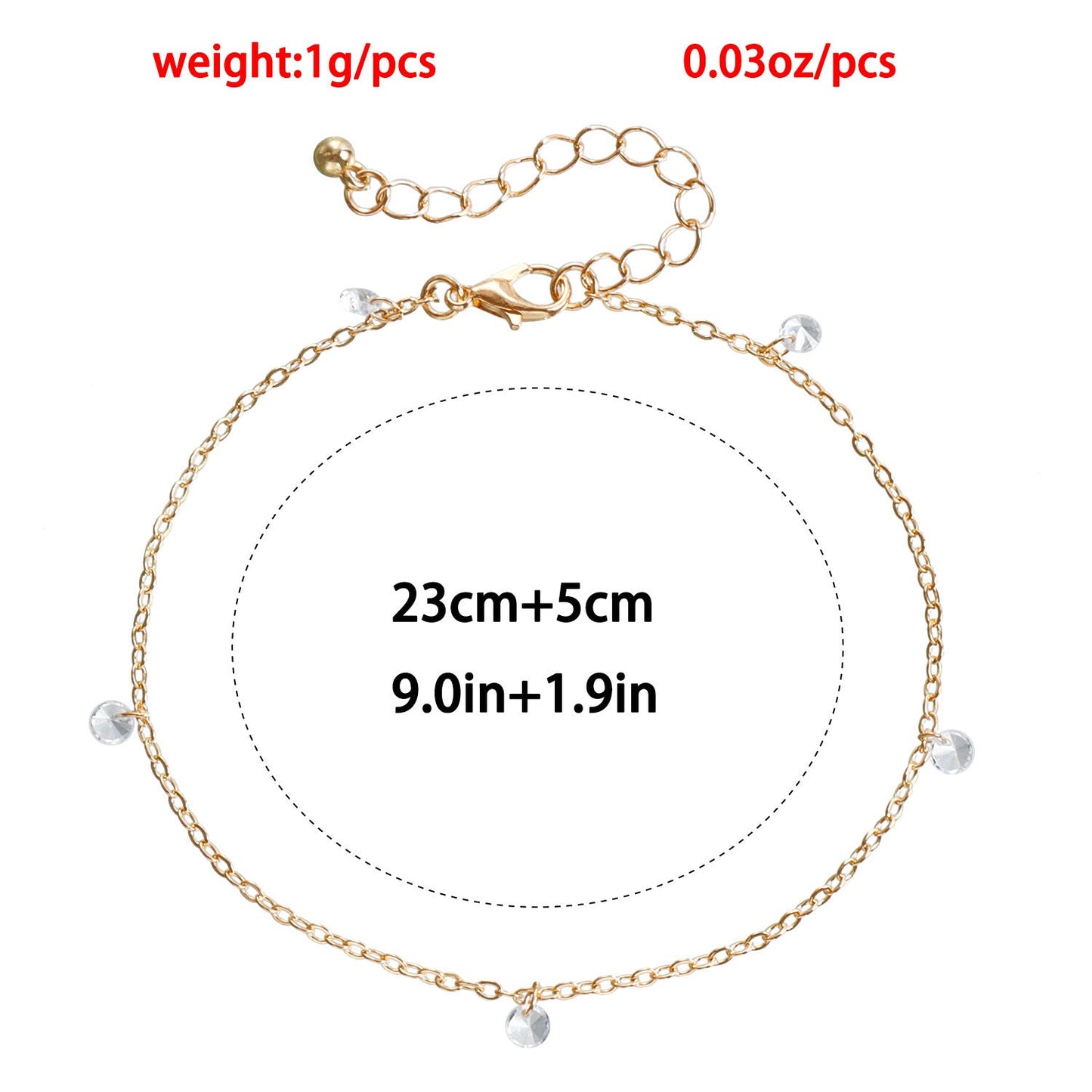 Round Zircon Charm Foot Bracelet