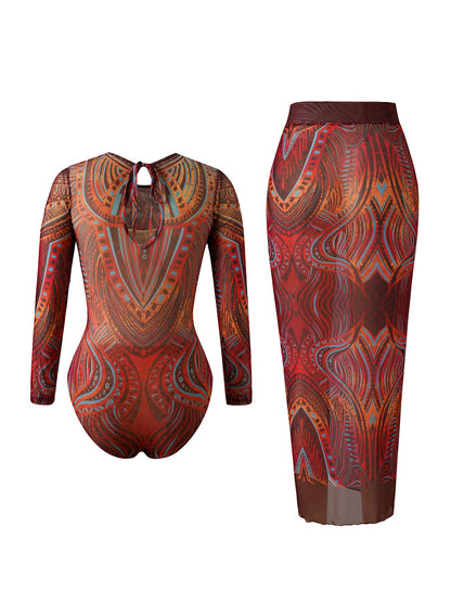 Women's Long Sleeve One Piece Swimsuit Sun Protection Quick Dry Bathing Suit