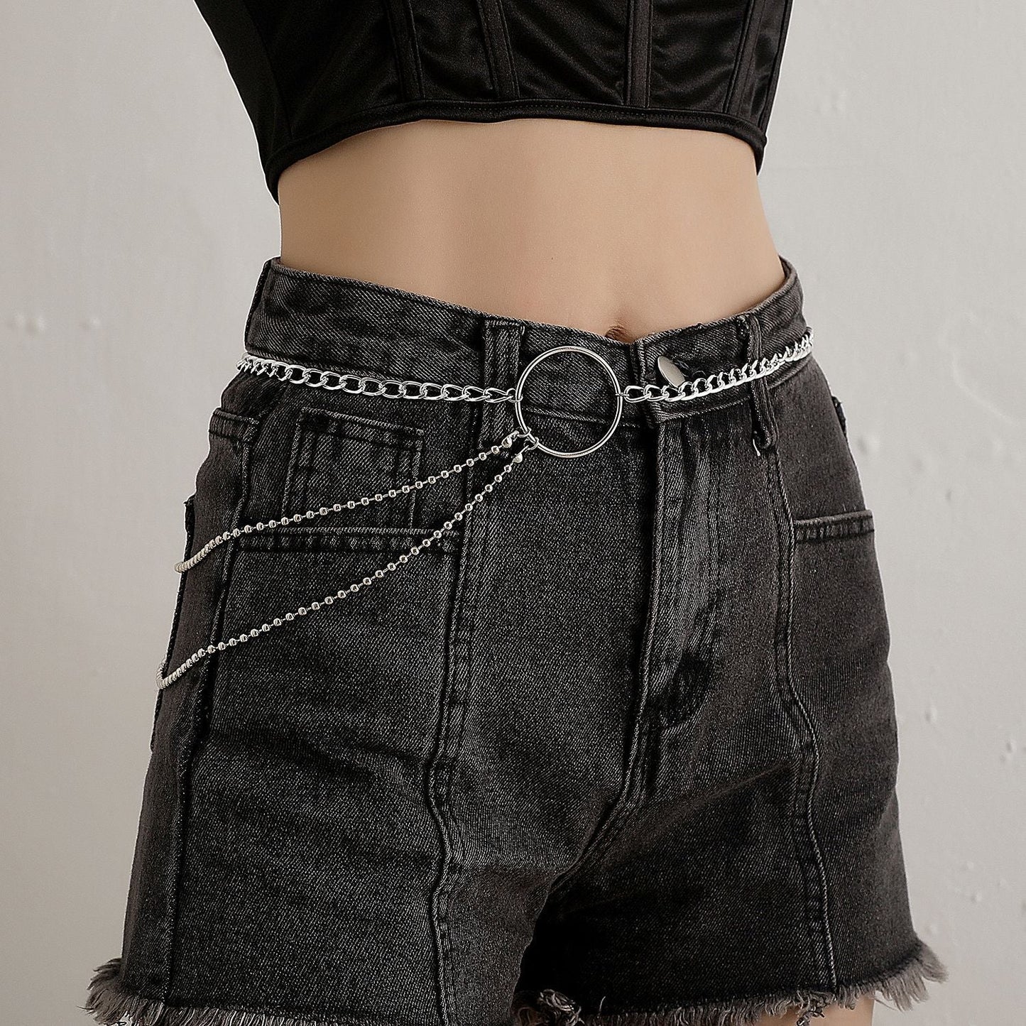 Hip Hop Punk Jewelry Retro Double Layer Metal Trouser Chain Waist Chain