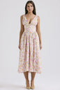 Summer Slim Suspender Long Dress Fashion Printed V-Neck Temperament Dress