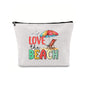 Linen printed cosmetic bag, cosmetic lipstick storage bag, small simple zipper evening clutch bag,