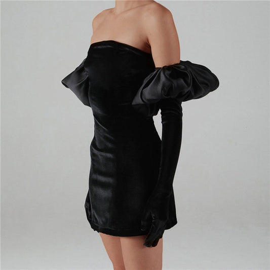 Women's Velvet Wrap Mini Dress - Sexy Backless & Off-Shoulder Party Dress