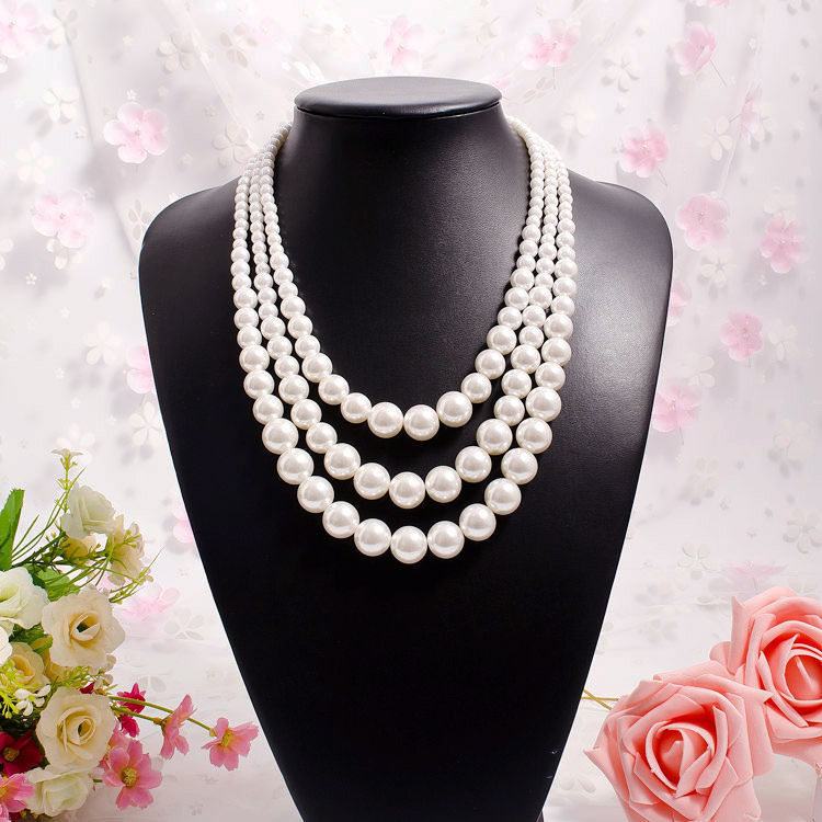 Multi-Layer Pearl Statement Bridal Choker Necklace for Wedding Party Jewelry