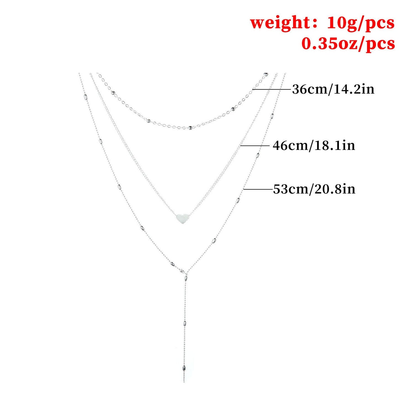 Women Necklaces Pendants 3 Multi Layer Heart Tassel Charm