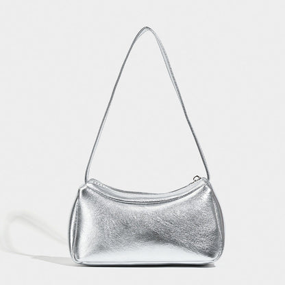 Silver small shoulder bag Design shoulder Bag, Bag Women's Summer Temperament Versatile Shoulder Bag  Hobo Handbag