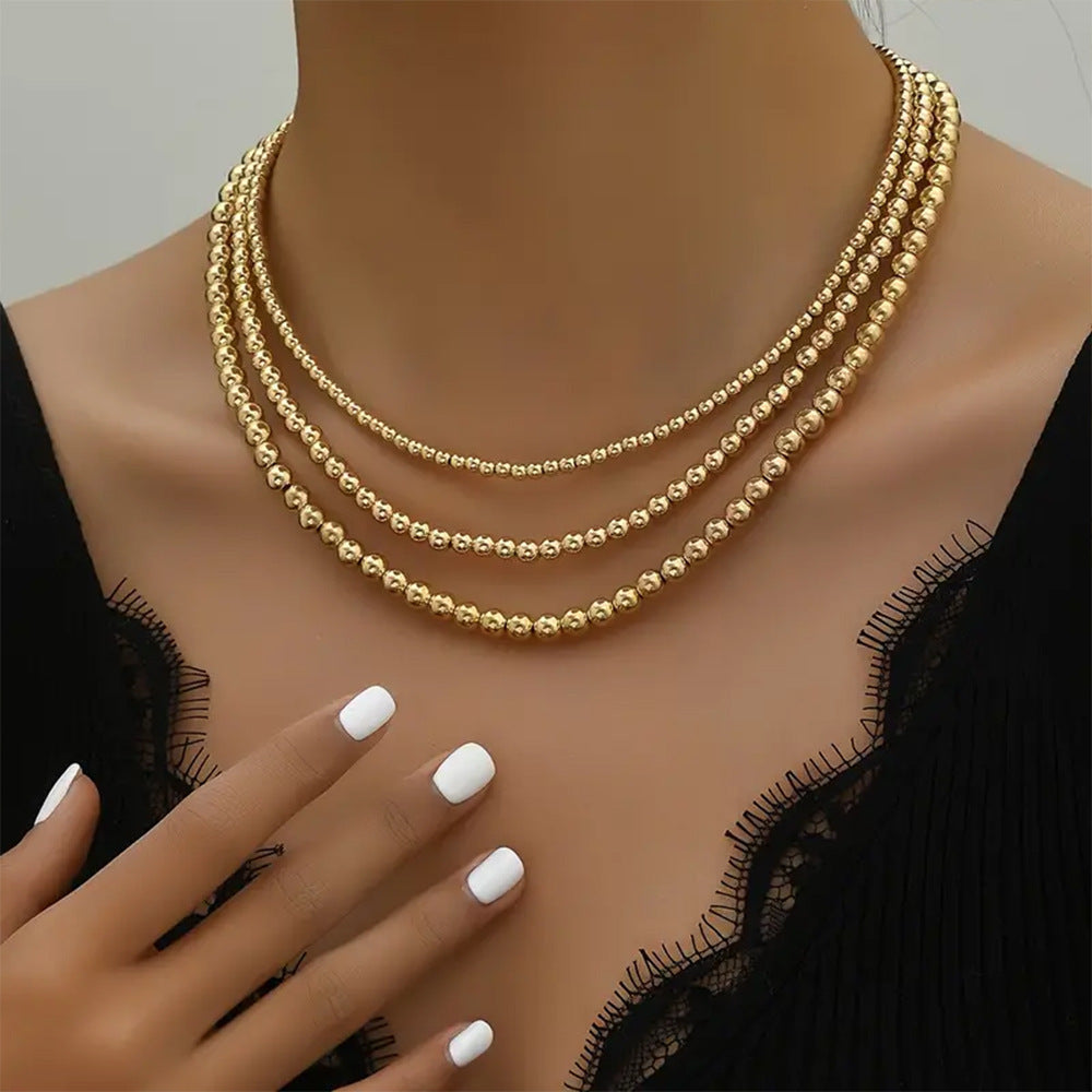 3Pcs Stackable Beaded Necklace for Women
