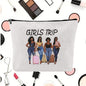 Linen printed cosmetic bag, cosmetic lipstick storage bag, small simple zipper evening clutch bag,