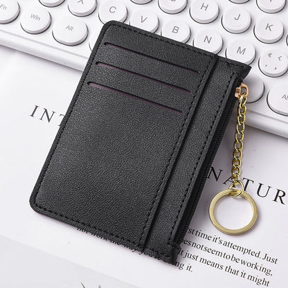 Ultra-thin new card bag for women, small and simple multi-card zipper change bag, large-capacity ID card holder, card holder.