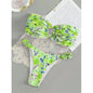Tube Top Bikini Swimsuit Female Sexy Floral Hot Spring Resort Split Swimsuit
