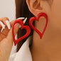 Gold Plated Hollow Large Heart Stud Earrings Vintage Minimalist Metal Heart Earrings