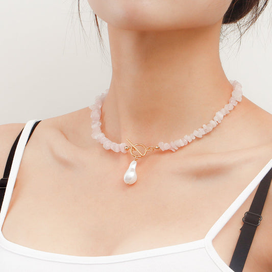 Natural Gravel Gemstone OT Buckle Necklace
