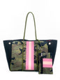 Camo Leopard Black Print Beach Tote – Women’s Neoprene Travel Bag, Diving Fabric Casual Handbag