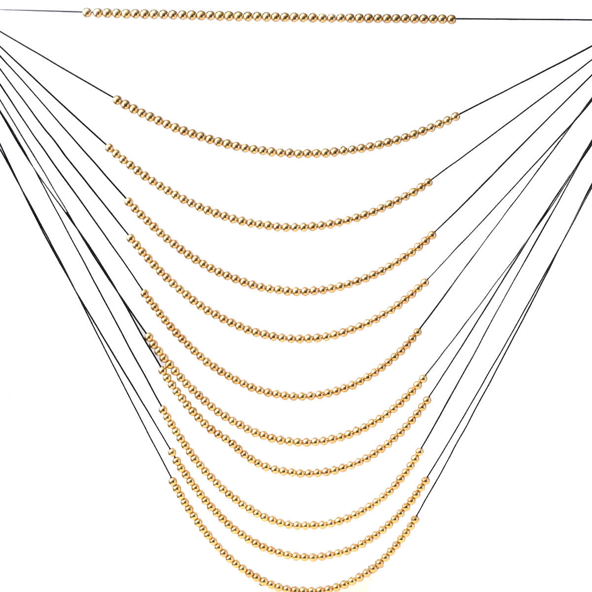 Multi-Layered Necklace Gold Silver Beaded Chains Necklace Sweater Chain