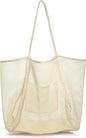 Large Capacity Ladies Beach Bag - Hollow Mesh Tote for Outdoor Travel & Storage