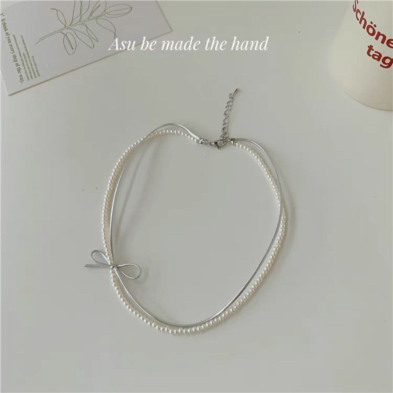 BowKnot Necklace Lovely Pearl Chokers Necklace