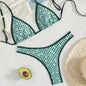 Contrasting Print Strap Sexy Bikini Split Swimsuit Batwing Short Sleeve Shirt W Plants Print